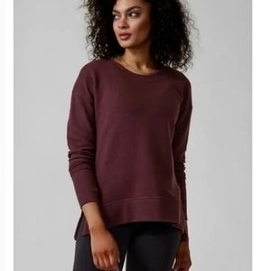 ATHLETA Women's Coaster Luxe Waffle Thermal Sweatshirt Spiced Cabernet Large
